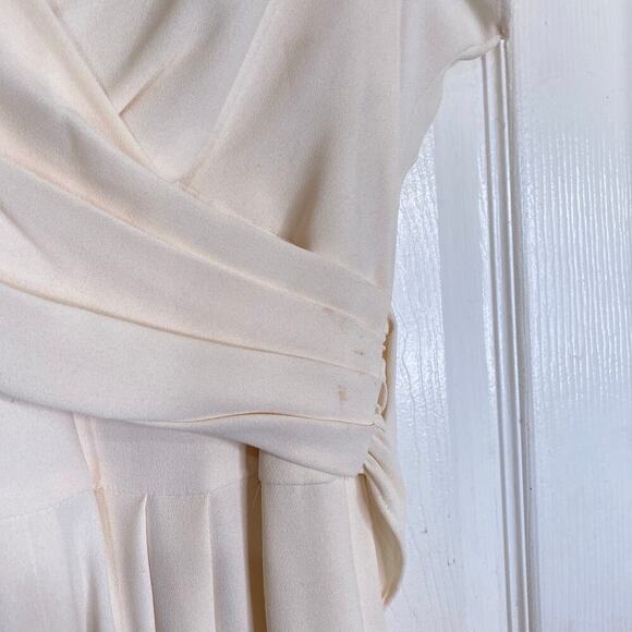 GAL MEETS GLAM Delaney Cream Crossover Wrap Bodice Jumpsuit Size 0 Bridal - Picture 8 of 11